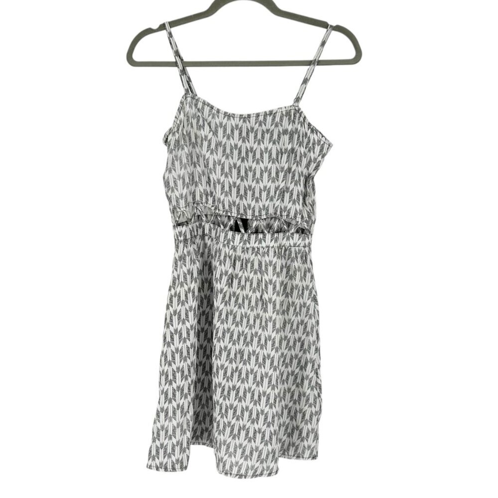 H&M Gray/White Cutout Patterned Mini Dress